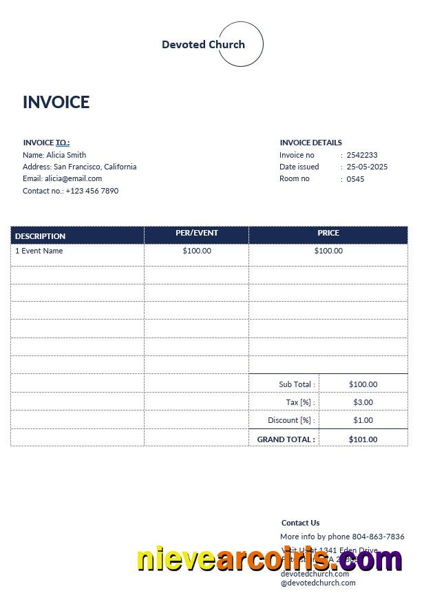 Church Service Invoice